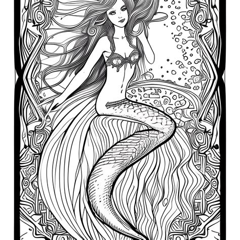 Hermosa página de sirena para colorear al estilo de Charlie Bowater