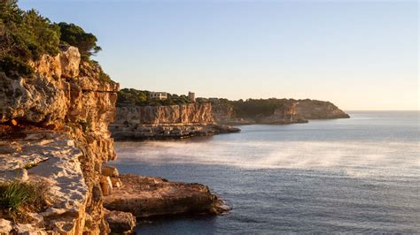 Wallpaper rocks, sea, cliff, buildings, landscape hd, picture, image