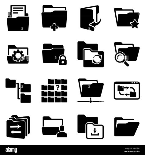 Set Of Simple Icons On A Theme Folder Documents Files Vector Design