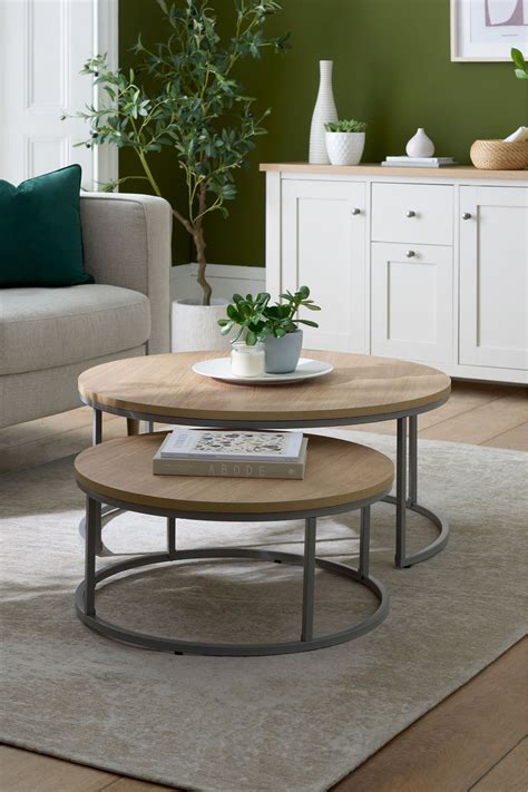 Buy Dove Grey Malvern Oak Effect Nest Of 2 Coffee Table From The Next Uk Online Shop Oak