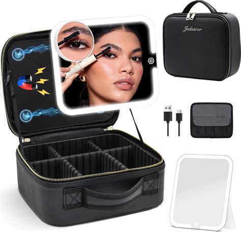 Amazon.com: Makeup Bag with Magnetic Detachable Lighted Mirror 360 ...