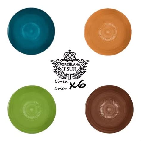 Plato Playo Porcelana Tsuji Cms Linea Color Set X Env O Gratis