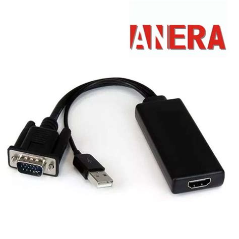 CONVERTIDOR DE VIDEO ANERA DE VGA A HDMI 1080P ALIMENTACION USB 2 0