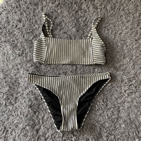 Cotton On Body Black And White Stripes Bikini Set Women S Fashion