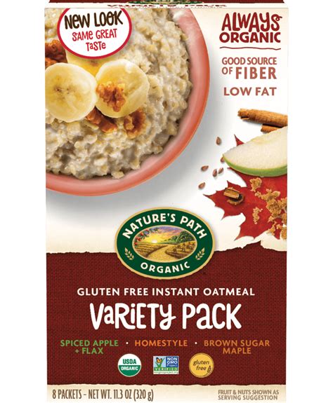 Natures Path Organic Gluten Free Instant Oatmeal Variety Pack 1 75 Oz 8