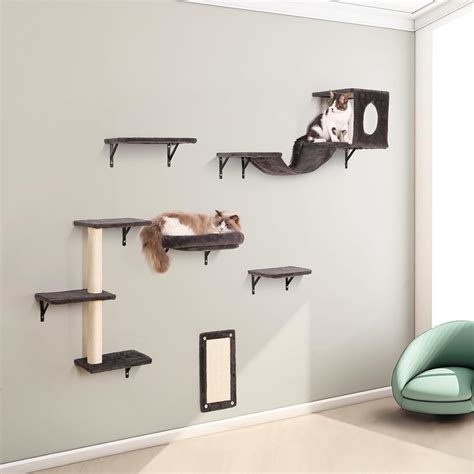 Amazon Modern Wall Mounted Cat Furniture Set 6 Piece Wood Cat