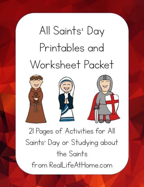 All Saints' Day Printables Packet for Elementary and Middle School Kids