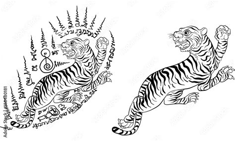 Tiger Thai Traditional Tattoo Vector Stock Vector Adobe Stock