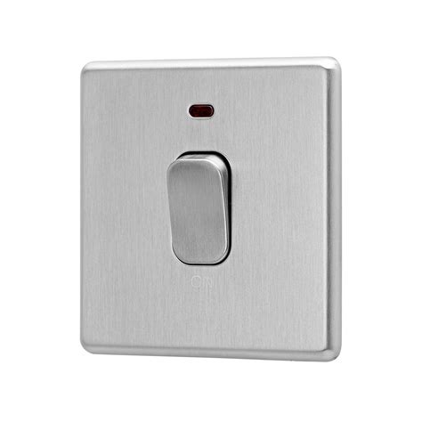 Arlec Fusion 50a 1 Gang Double Pole Stainless Steel Single Switch