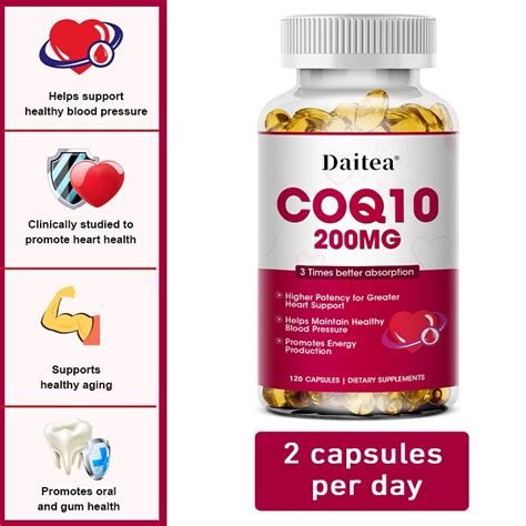 Coq10 Coenzyme Q10 Capsules Promote Cardiovascular Health Heart Health Provides Energy Vitalize Me