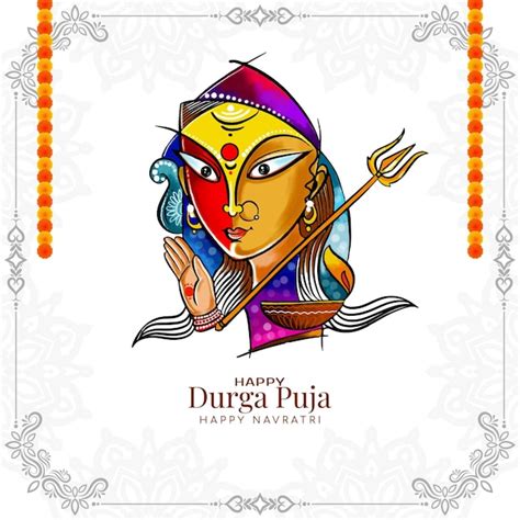 Feliz festival hindú navratri y durga puja vector de fondo decorativo