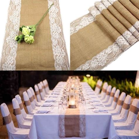 12x108 Burlap Lace Hessian Table Runner Rustic Wedding Etsy