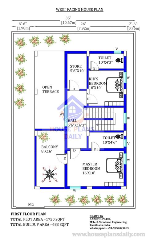 West Facing 2 Bedroom House Plans As Per Vastu