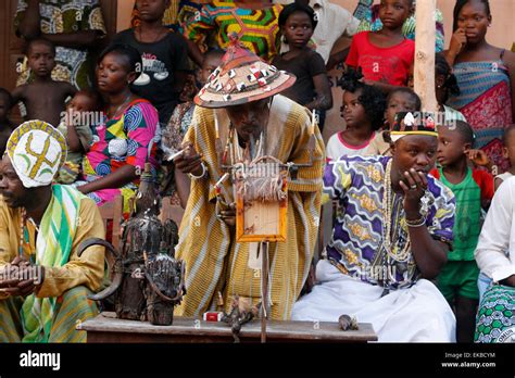 Voodoo Priest Performing A Ritual Ouidah Benin West Africa Africa