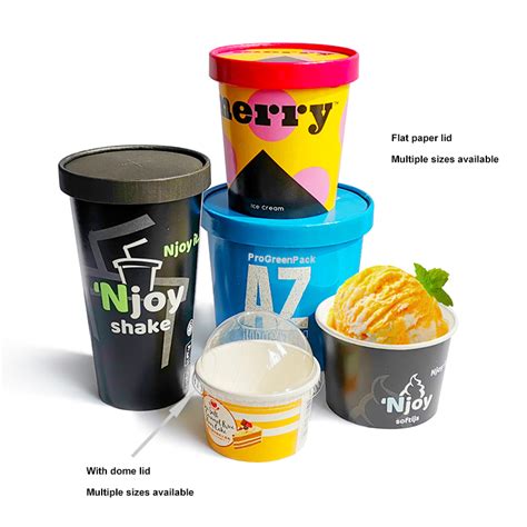 Disposable Biodegradable Custom Logo Container 16oz 500ml Ice Cream