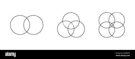 Conjunto de esquemas de Venn con 2 3 4 círculos superpuestos