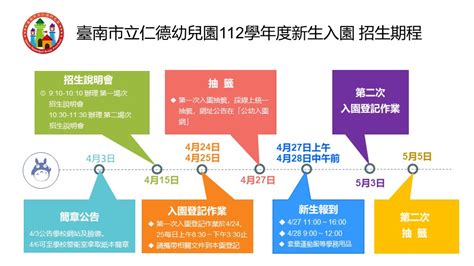 112學年度新生入園開始招生囉！ 臺南市立仁德幼兒園