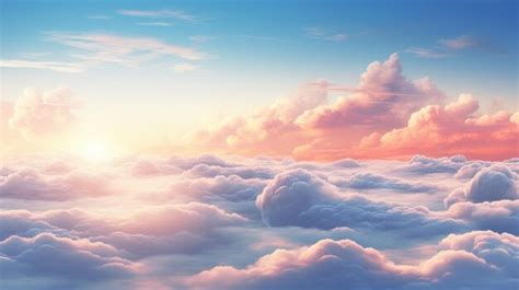 Premium Photo | Heavenly sky Sunset above the clouds abstract ...