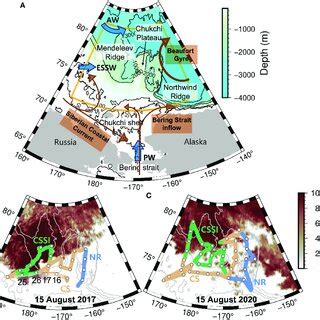 (A) Map of the Chukchi Sea. The surface circulation components are ...