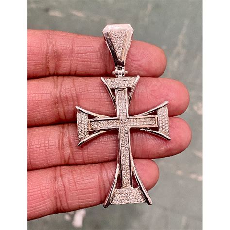 Diamond Cross 2ct Pendant Cross Pendantmens Diamond Pendant 14kt White