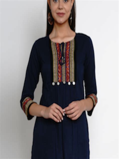 Buy Bhama Couture Women Navy Blue Solid Tunic Tunics For Women