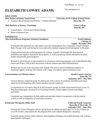 E Lowry Adams Resume PDF