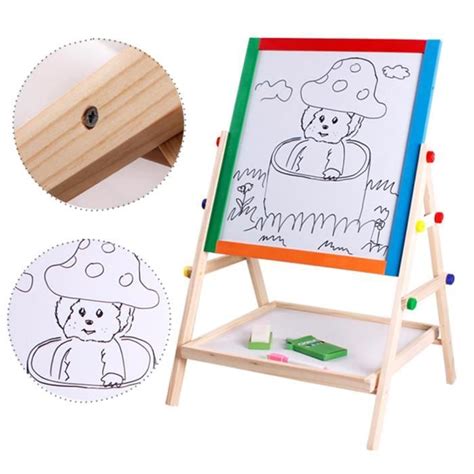 Tableau Double Face Noir Blanc Jouet Pour Enfant Chevalet En Bois