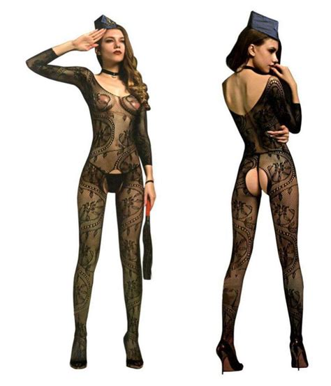 Black Full Body Stockings Lingerie Net Halter Fishnet Thigh Highs Socks