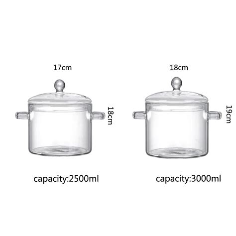 High Borosilicate Large Capacity Glass Simmer Pot With Lid And Handle