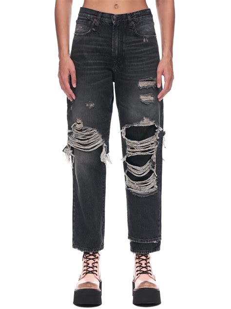 R13 Denim Double Layered Jean In Black Lyst