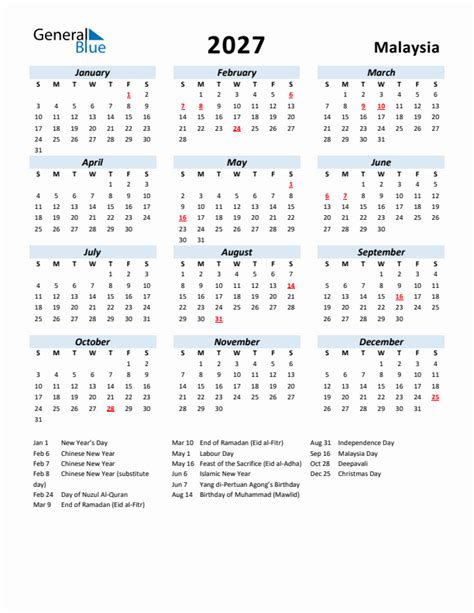malaysia calendar  holidays