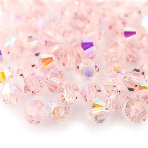 Mm Light Rose Ab Bicone Preciosa Crystal Bead The Bead Shop