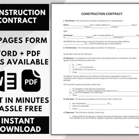 Handyman Agreement Template Etsy