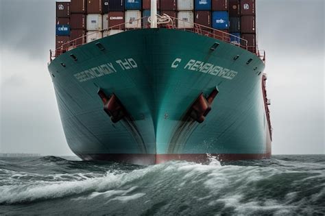 Premium Photo The Bow Of A Container Ship Captured In Closeup