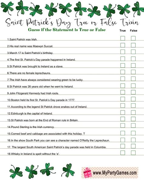 Saint Patricks Day Trivia Quiz