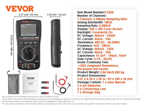 Vevor Oscilloscope Num Rique Multim Tre En Portable Taux D