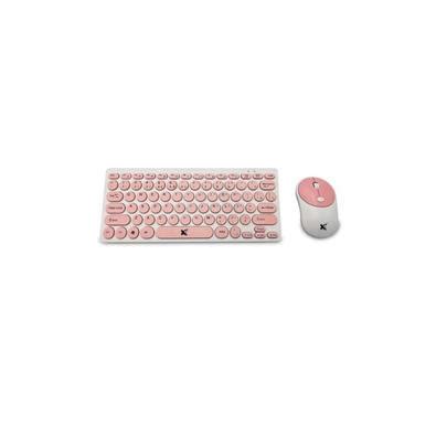 Teclado Mouse Sem Fio Freestyle V2 Branco Rosa KaBuM