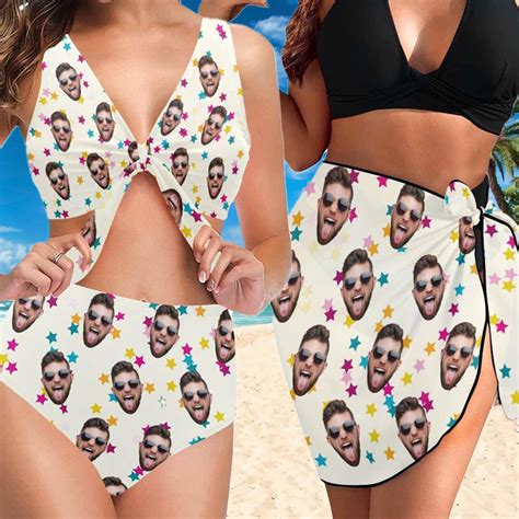 Custom Face Bikini Swimsuit Personalized Women Two Piece Swimwear Face On Bathing Suit Custom