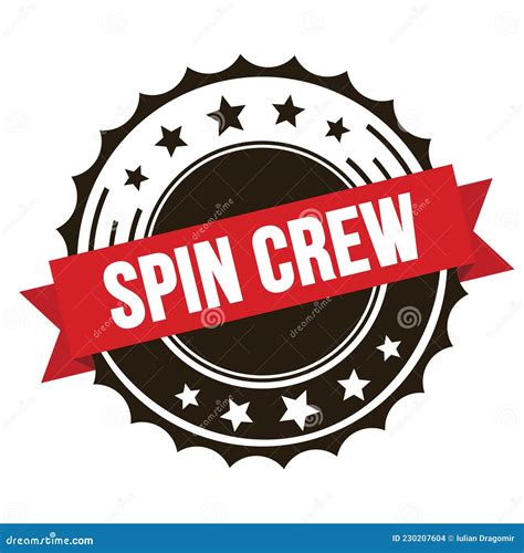 Spin Crew Text On Red Brown Ribbon Stamp Stock Illustration