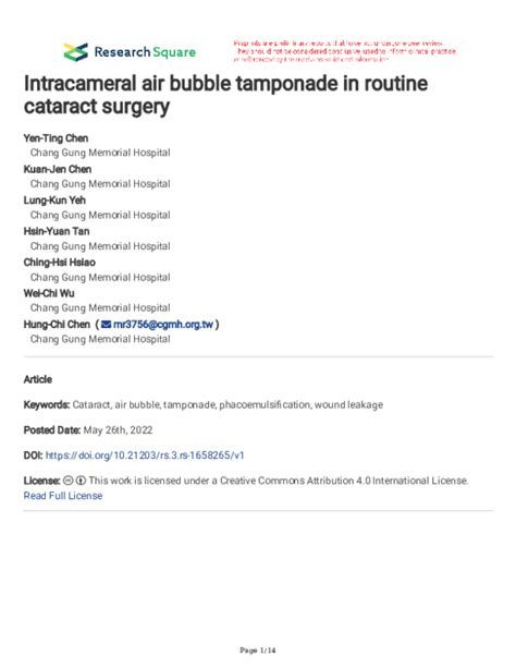 Pdf Efficacy Of Intracameral Air Bubble Tamponade In Cataract Surgery