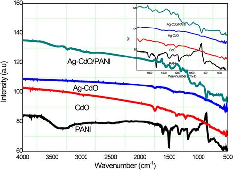 Atr Ftir Spectrum Of Pani Cdo Nps Ag Cdo Ncs And Ag Cdo Pani Ncs