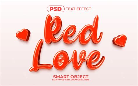 Red Love Hearts Valentine 3d Text Effect Free Photoshop Psd File