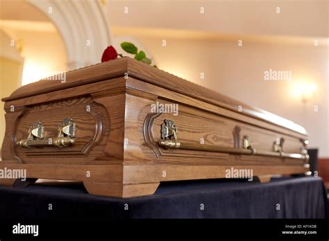 Coffin At Funeral In Church Stock Photo Alamy