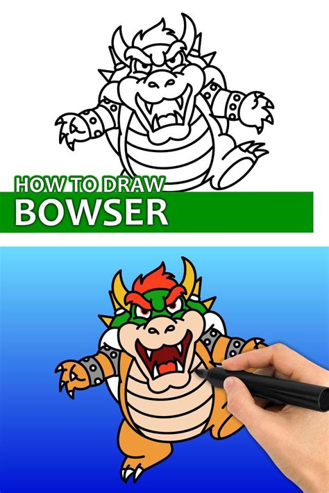 How To Draw Bowser in 2024 | Bowser, Easy drawings for kids, Drawings