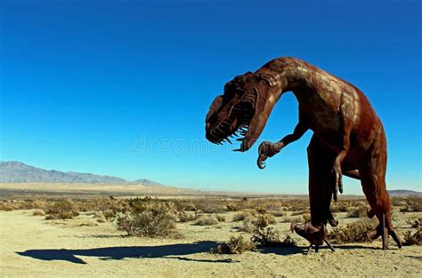 T Rex Tyrannosaurus Sculptures Anza Borrego Desert State Park Stock