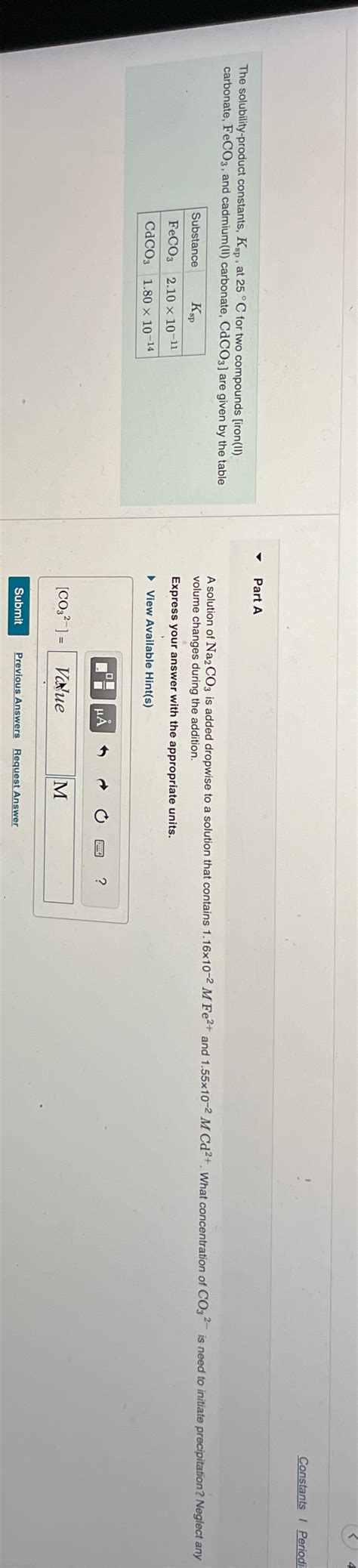 Solved ConstantsPeriodiThe Solubility Product Constants Chegg