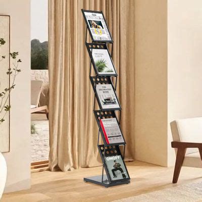 Inbox Zero Healdton Metal Free Standing Magazine Rack Metal In Black