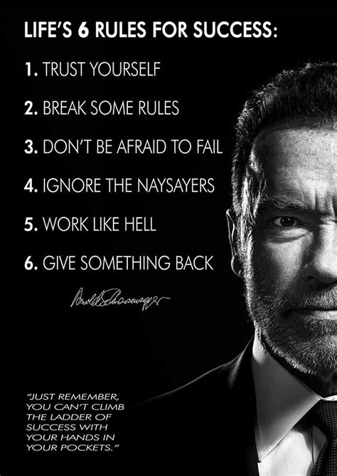 Arnold Schwarzeneggers 6 Rules For Success Poster Digital Art By