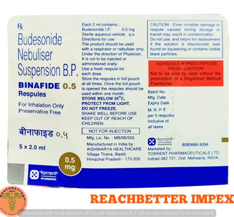 Budesonide Nebuliser 0 5 Mg Binafide Suspension BP 4 X 5 X 2 0 Ml At