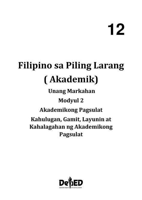 2 Q1 Filipino Sa Piling Larang Akad 12 Filipino Sa Piling Larang